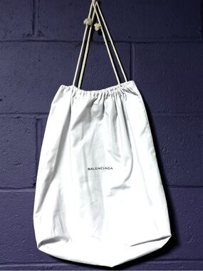 Balenciaga White Dust Bag Drawstring Storage Pouch Large Logo